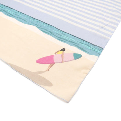 Japanese Printed Organic cotton 'The Surfer' light blue リング付きミニスカーフ