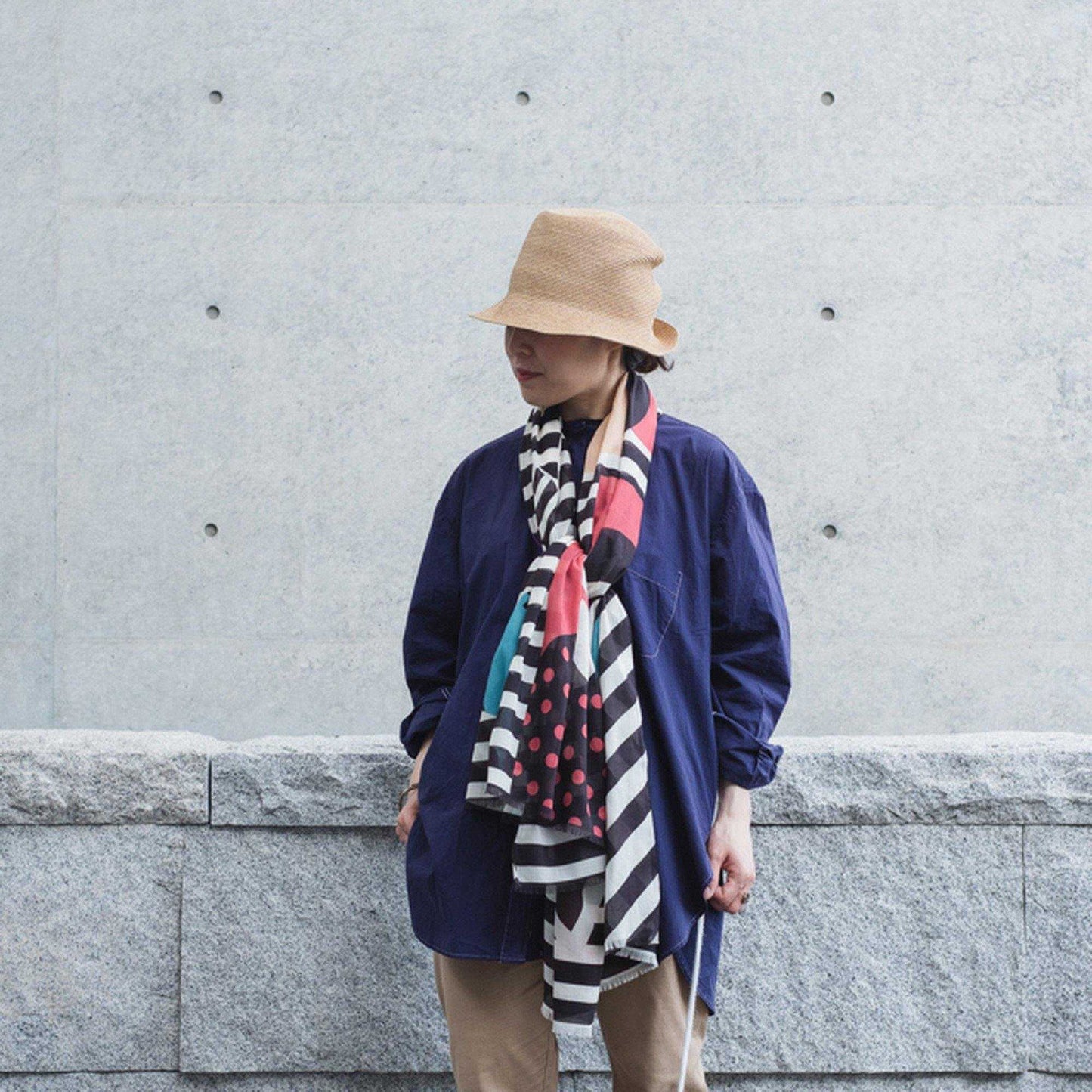 Japanese Printed Organic Cotton 'Bordeaux' black ロングストール