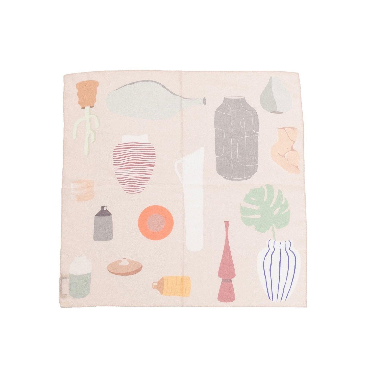 Japanese Printed silk 'Porcelain' dusty pink リング付きミニスカーフ