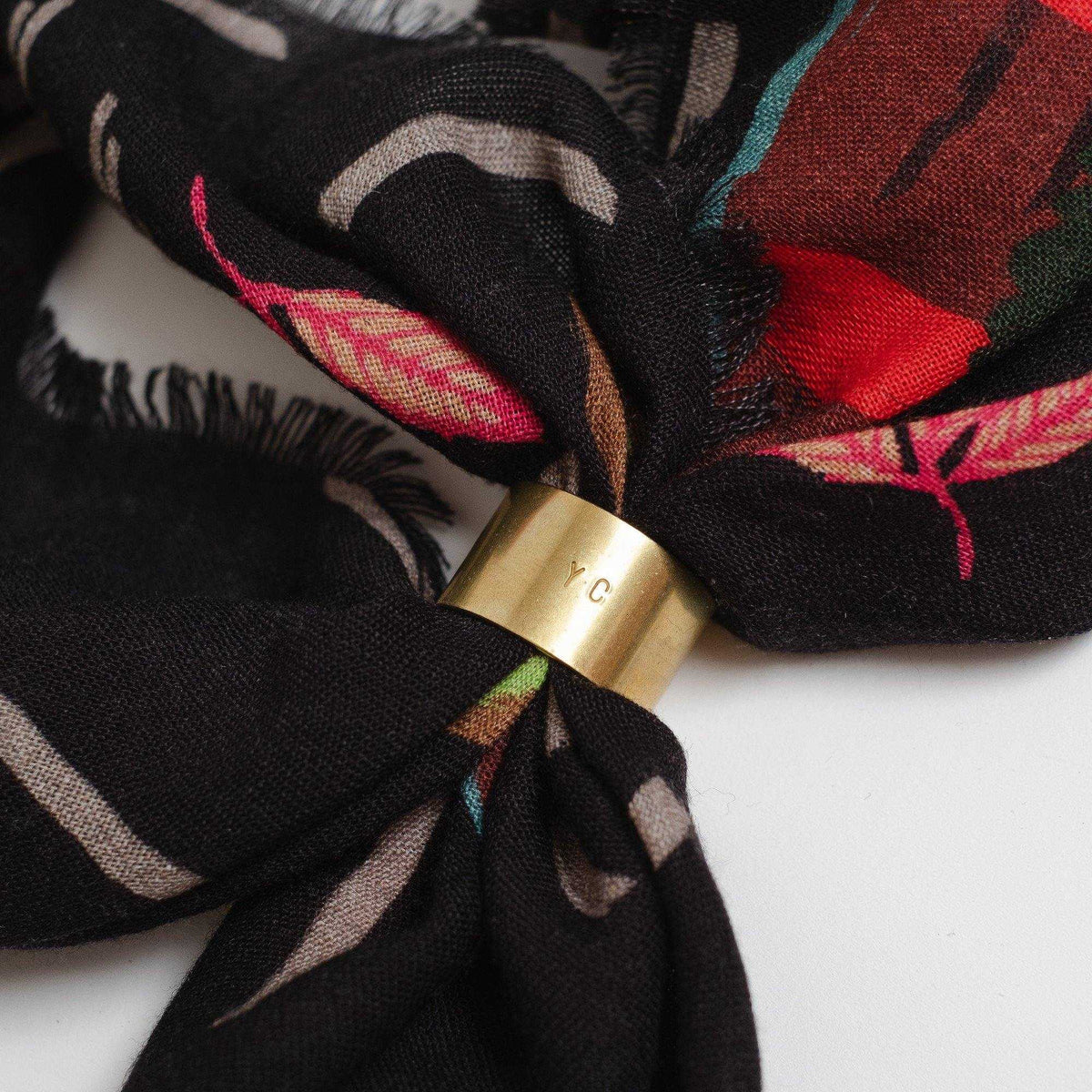 Japanese Merino Wool 'Another Windy Day'  Black 正方形スカーフ
