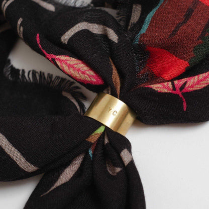 Japanese Merino Wool 'Another Windy Day'  Black 正方形スカーフ