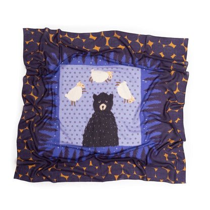 Japanese Merino Wool 'Hibernation' Navy 正方形スカーフ | YARN&COPPER