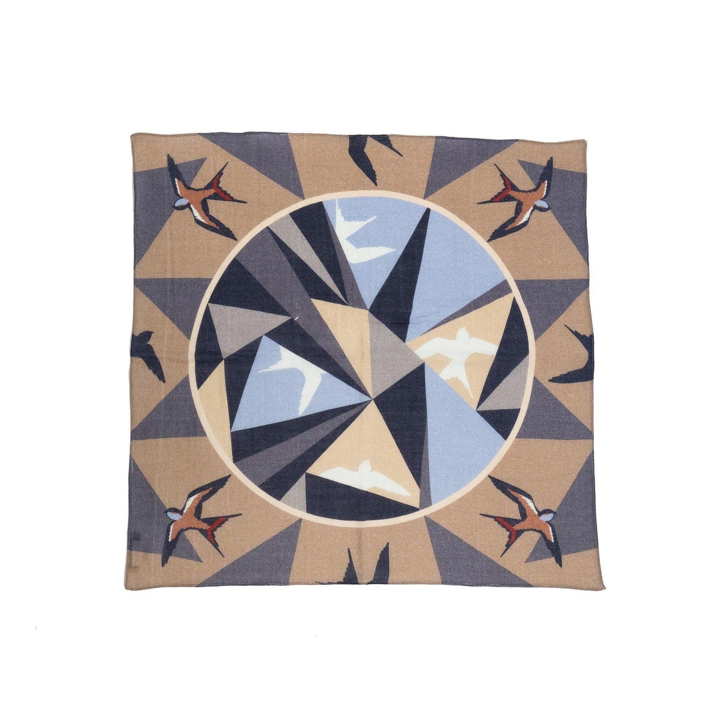 Japanese Merino Wool 'Kaleidoscope' beige リング付きミニスカーフ