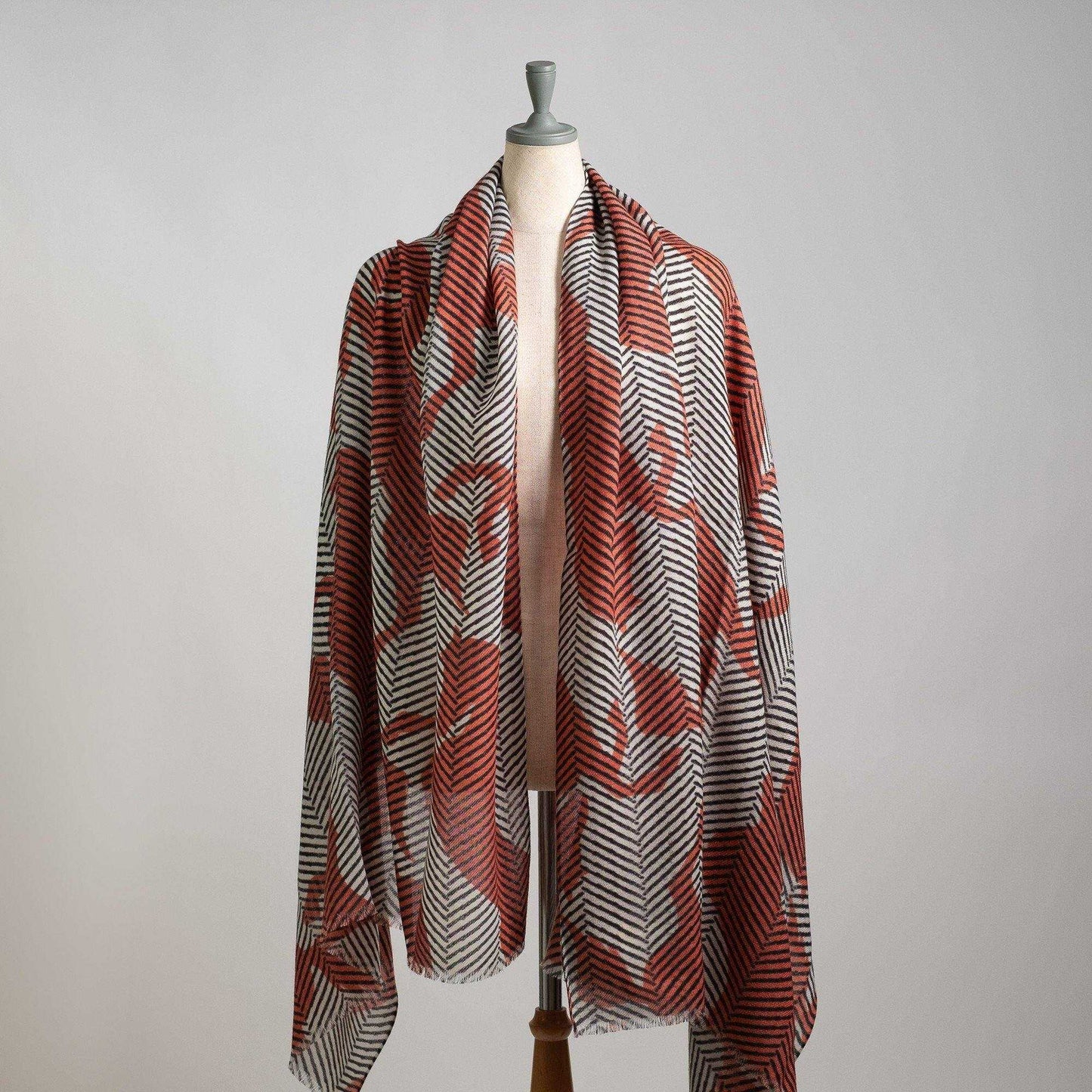 Japanese Printed Soft wool twill 'Cheltenham' Amber ロングストール