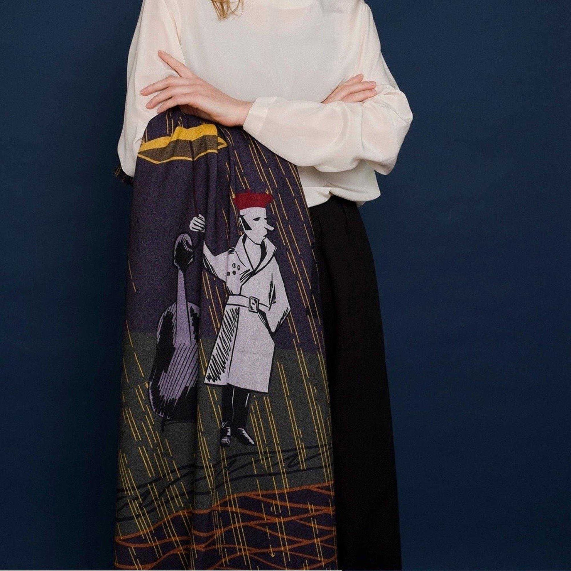 Japanese Merino Wool 'Music Matters' 正方形スカーフ | YARN&COPPER