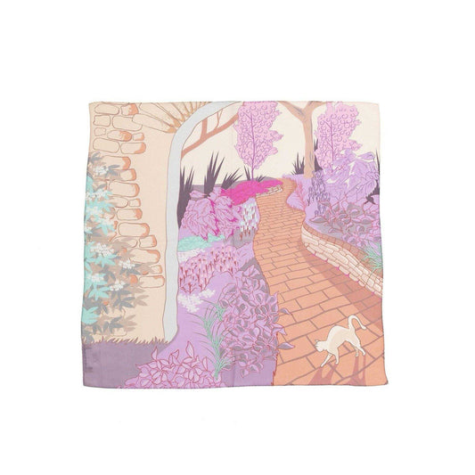 Japanese Printed Silk 'A Very English Garden' pink 8リング付きミニスカーフ