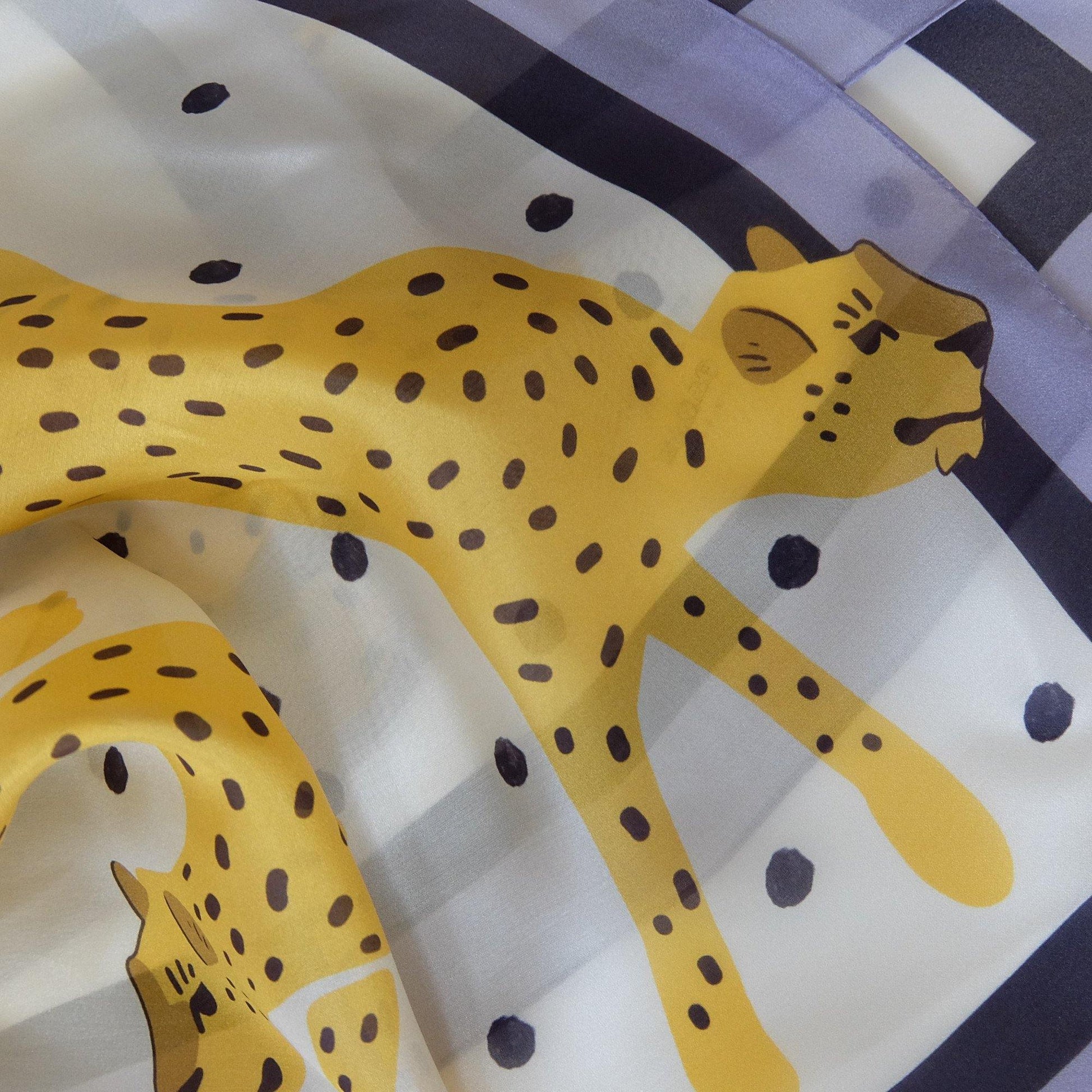 Japanese Printed Silk 'Chasing Leopards'  大判スカーフ | YARN&COPPER