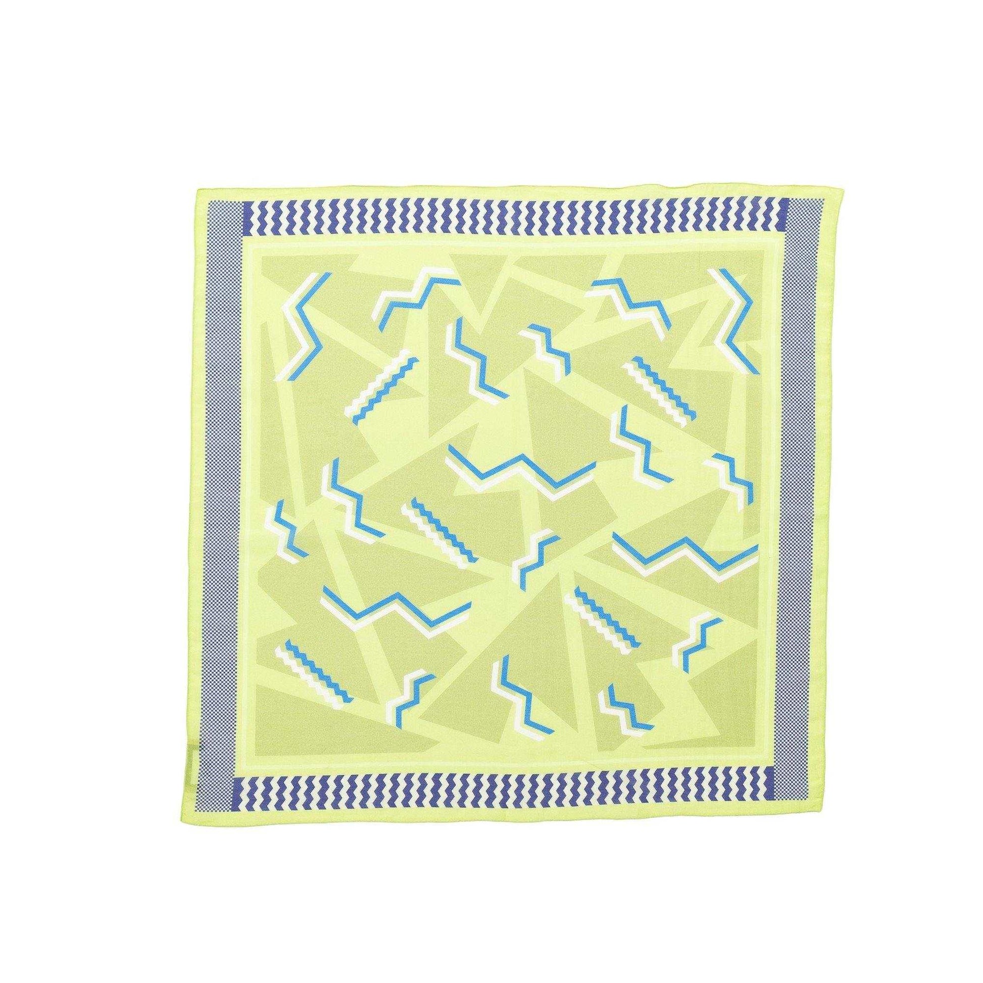 Japanese Printed Silk Cotton 'Bloomsberg’ Lime Green リング付きミニスカーフ