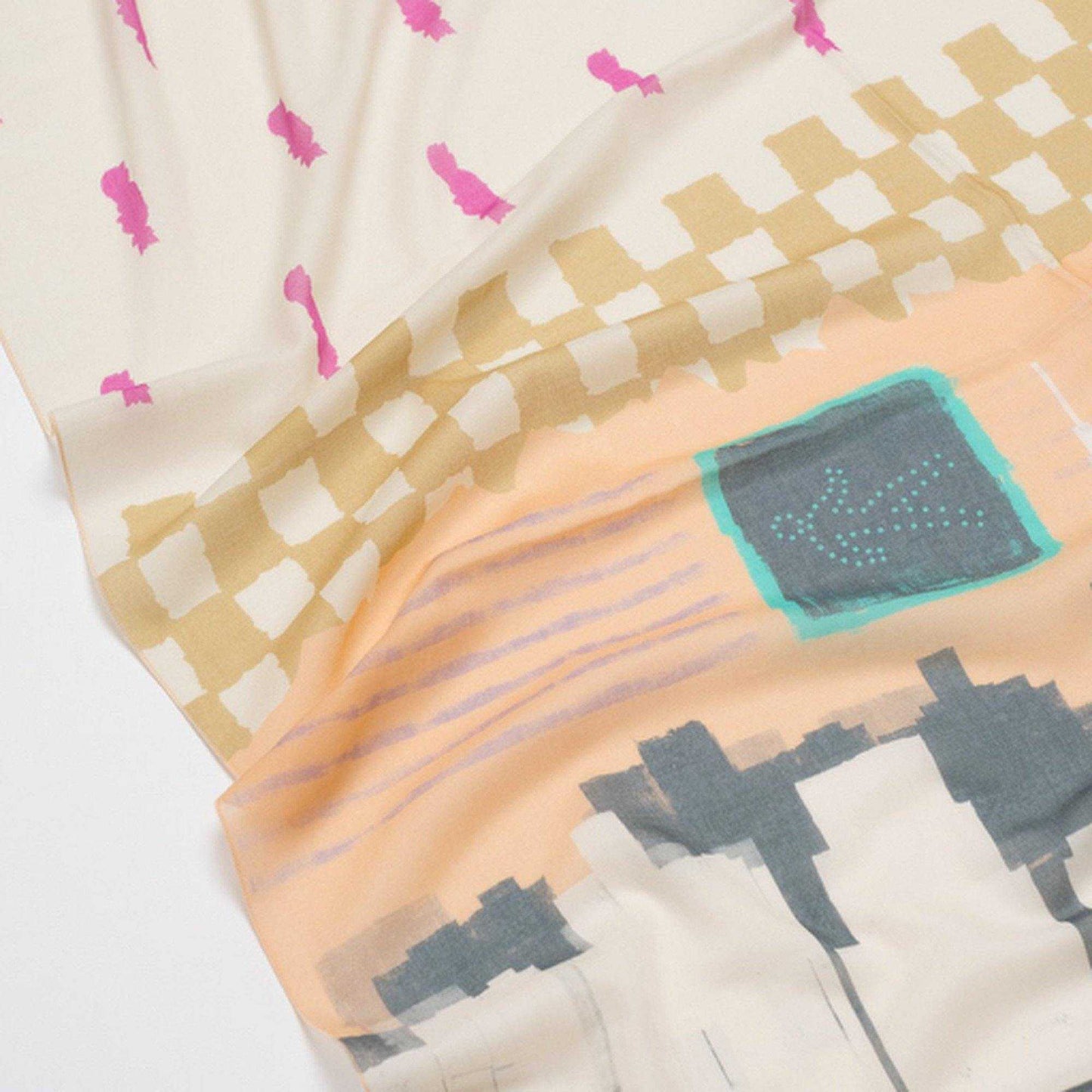Japanese Printed Organic Cotton 'New York Minute' Pastel ロングストール