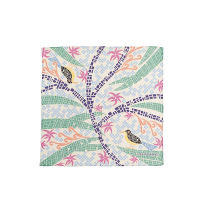 ２色 Japanese Printed Single gaze Organic cotton 'Songbirds' ハンカチ/バンダナ