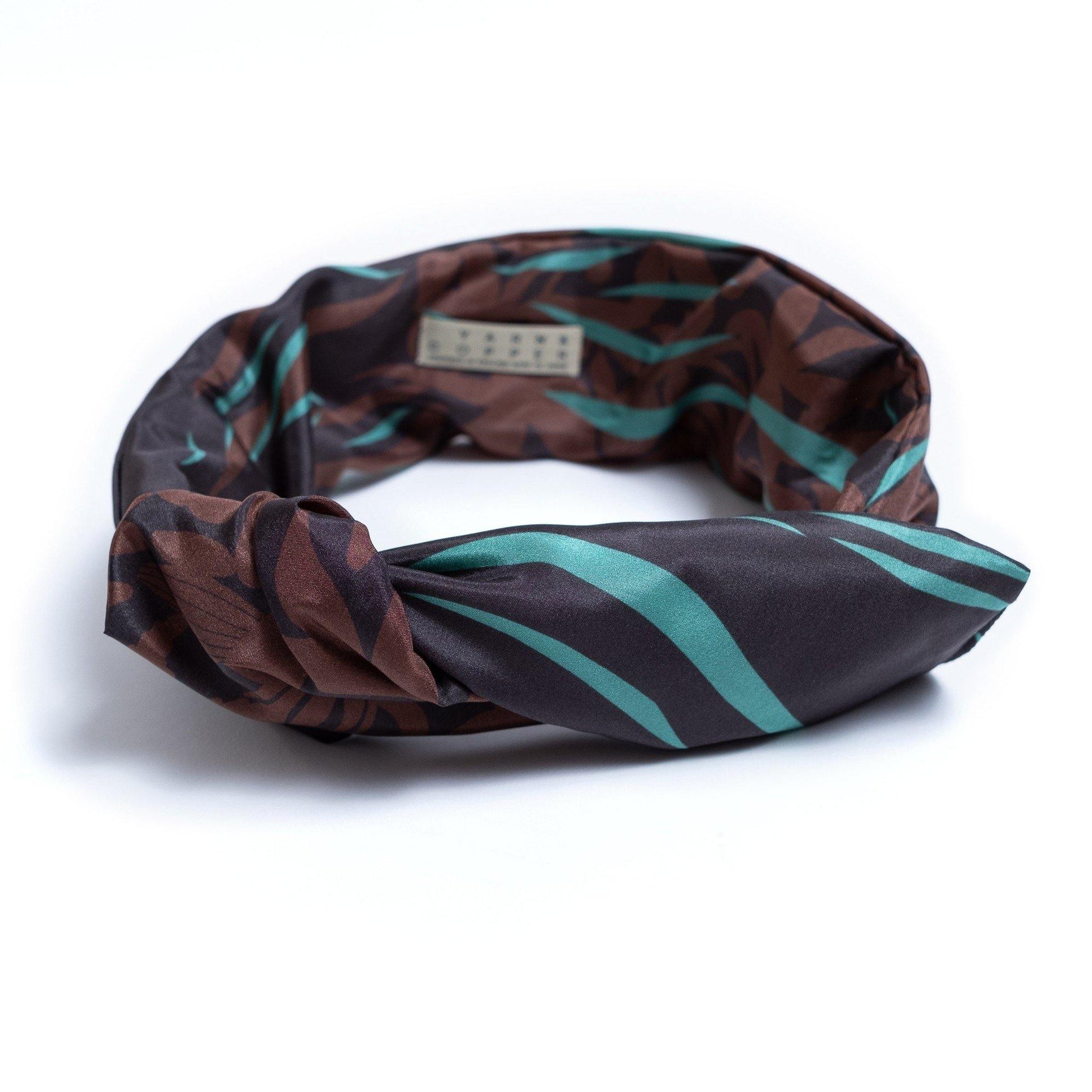 Japanese Printed Silk headband 'Sea bed' green ヘッドスカーフ
