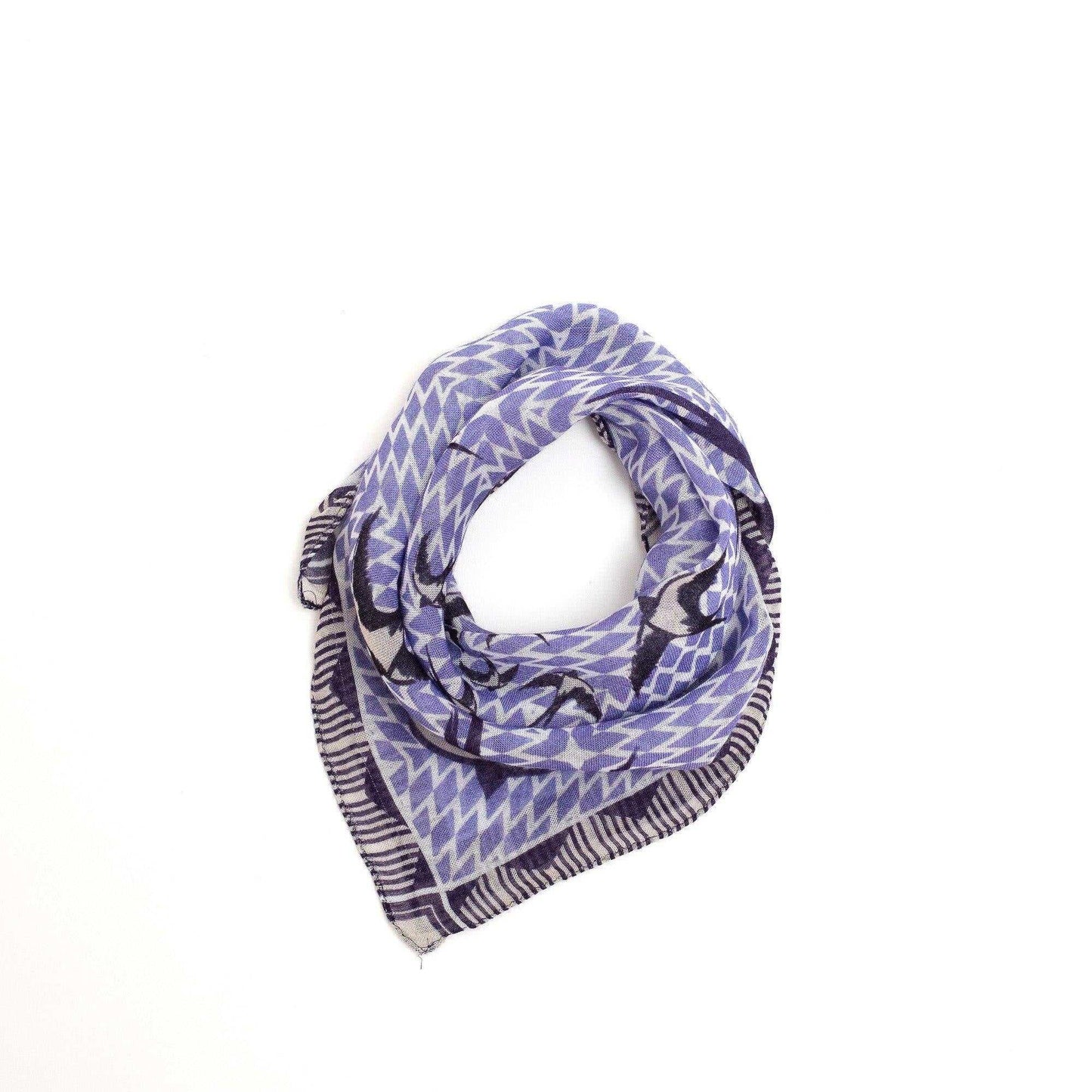 再入荷！Japanese Printed TAKEFU 'Hampstead' blue スカーフリング付きミニスカーフ