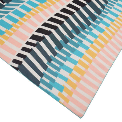Japanese Printed Silk Cotton 'Piano' pastel スカーフリング付きミニスカーフ