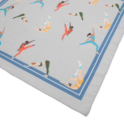 Japanese Printed Silk Cotton 'Work Out' grey スカーフリング付きミニスカーフ