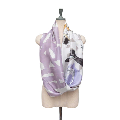 Japanese Printed Silk 'French Perfume'  lavender ループスカーフ