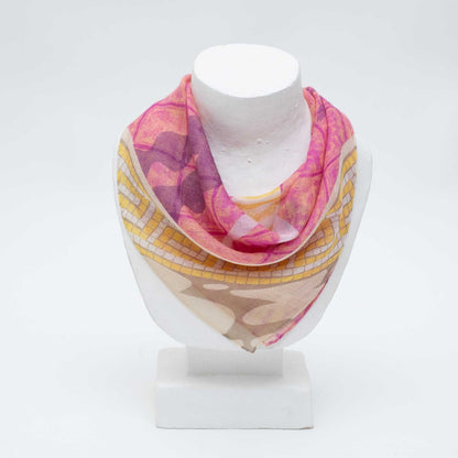 近江リネン Japanese Linen 'Reflections' sunset pink リング付きミニスカーフ
