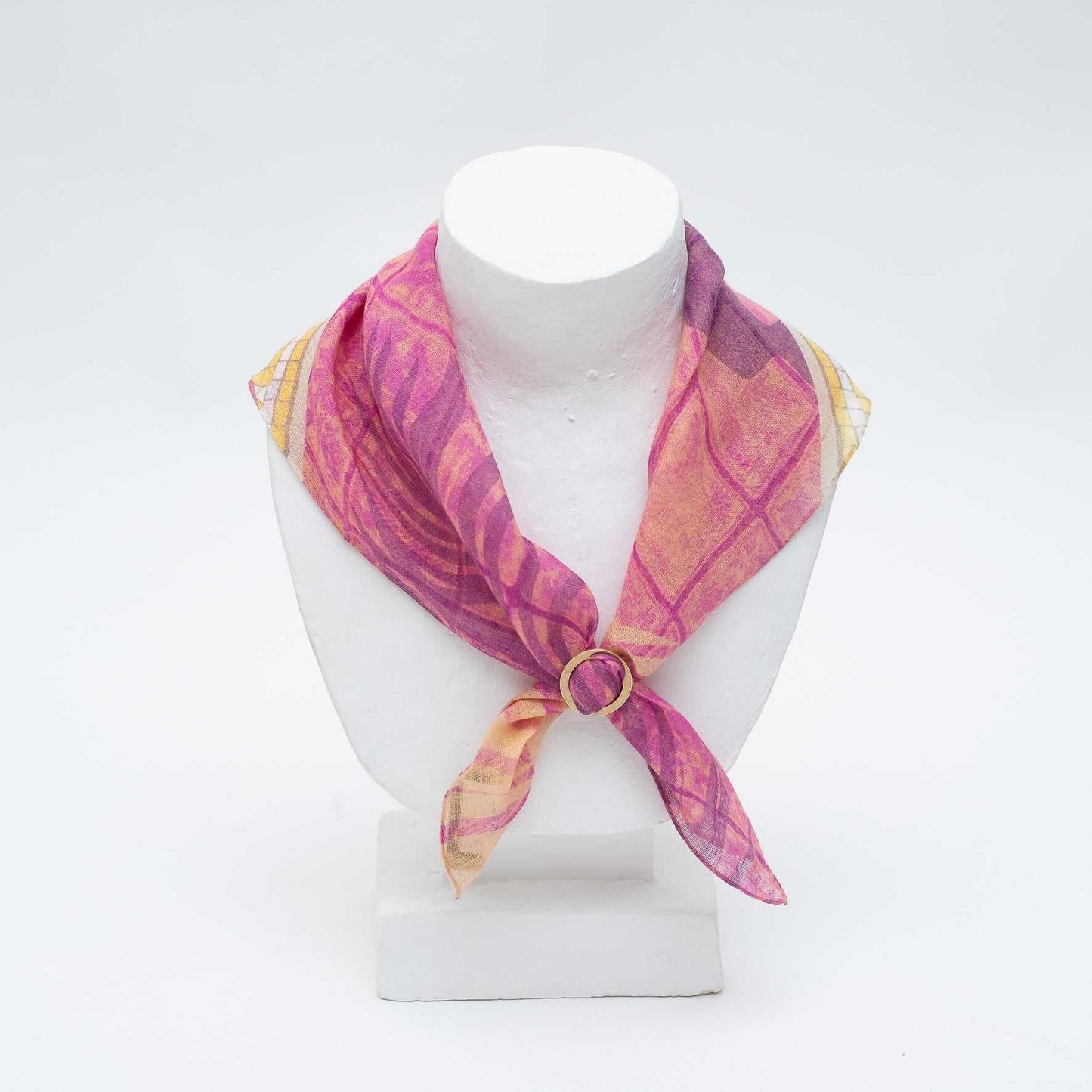 近江リネン Japanese Linen 'Reflections' sunset pink リング付きミニスカーフ