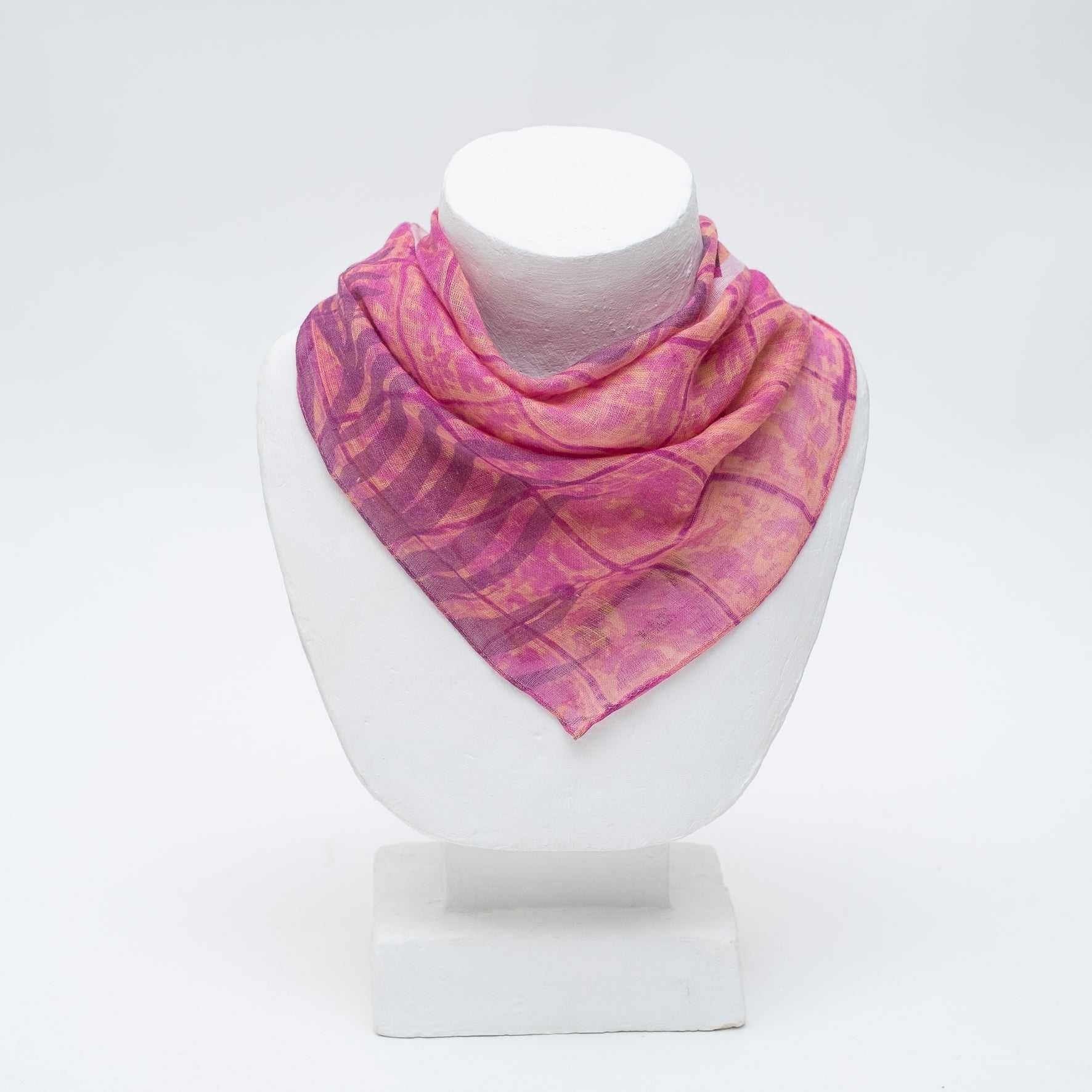 近江リネン Japanese Linen 'Reflections' sunset pink リング付きミニスカーフ