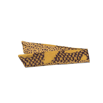 'Jelly Chic' leopard yellow Silk/Wool リバーシブルヘッドスカーフ