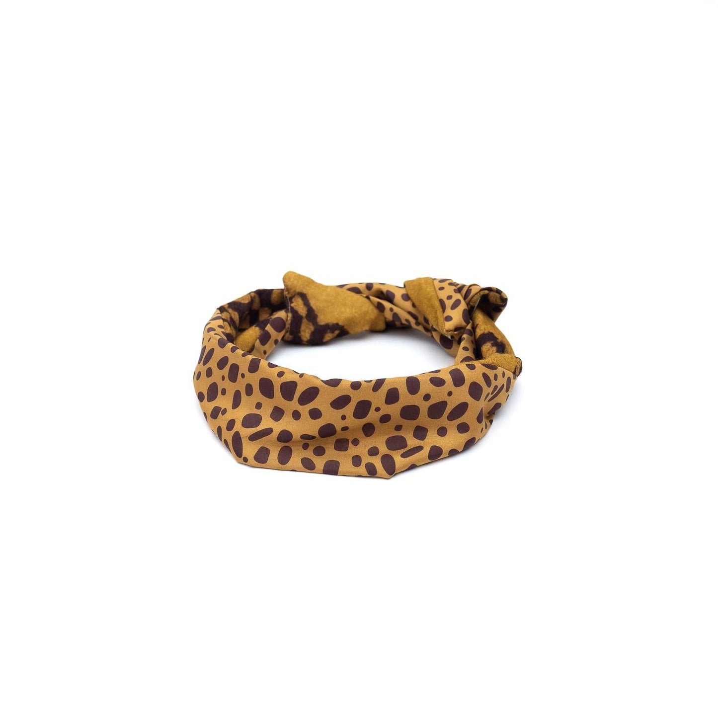 'Jelly Chic' leopard yellow Silk/Wool リバーシブルヘッドスカーフ