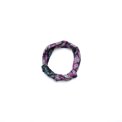 'Salisbury' purple Silk/Wool リバーシブルヘッドスカーフ