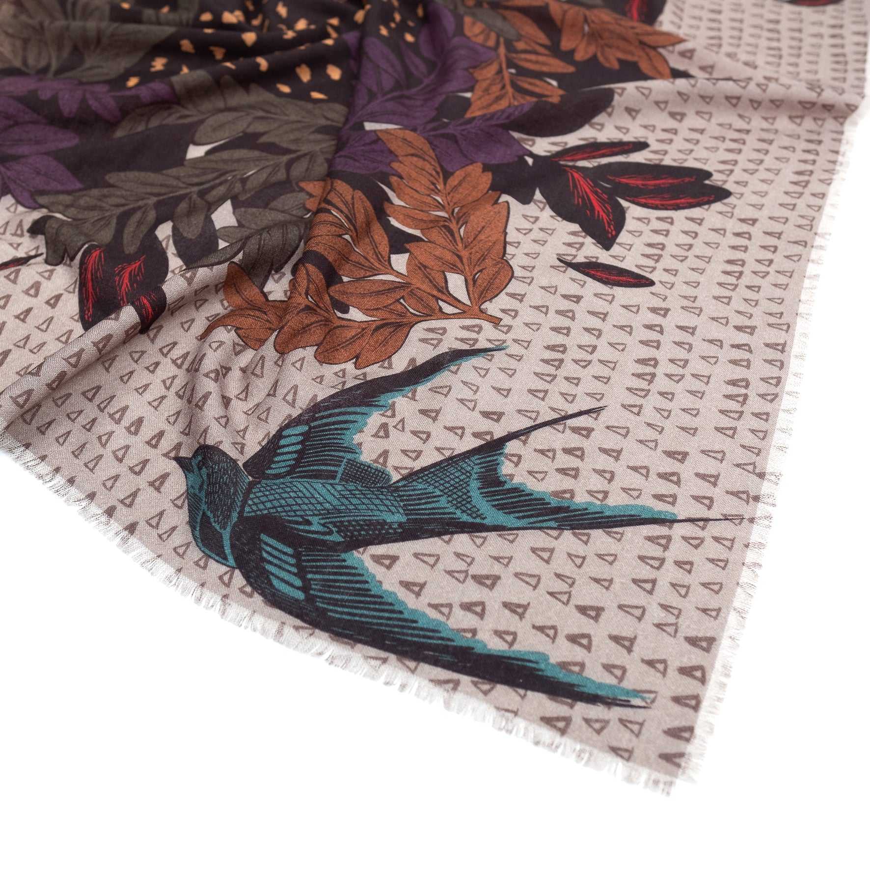 Japanese Merino Wool 'Uxbridge' grey 正方形スカーフ | YARN&COPPER