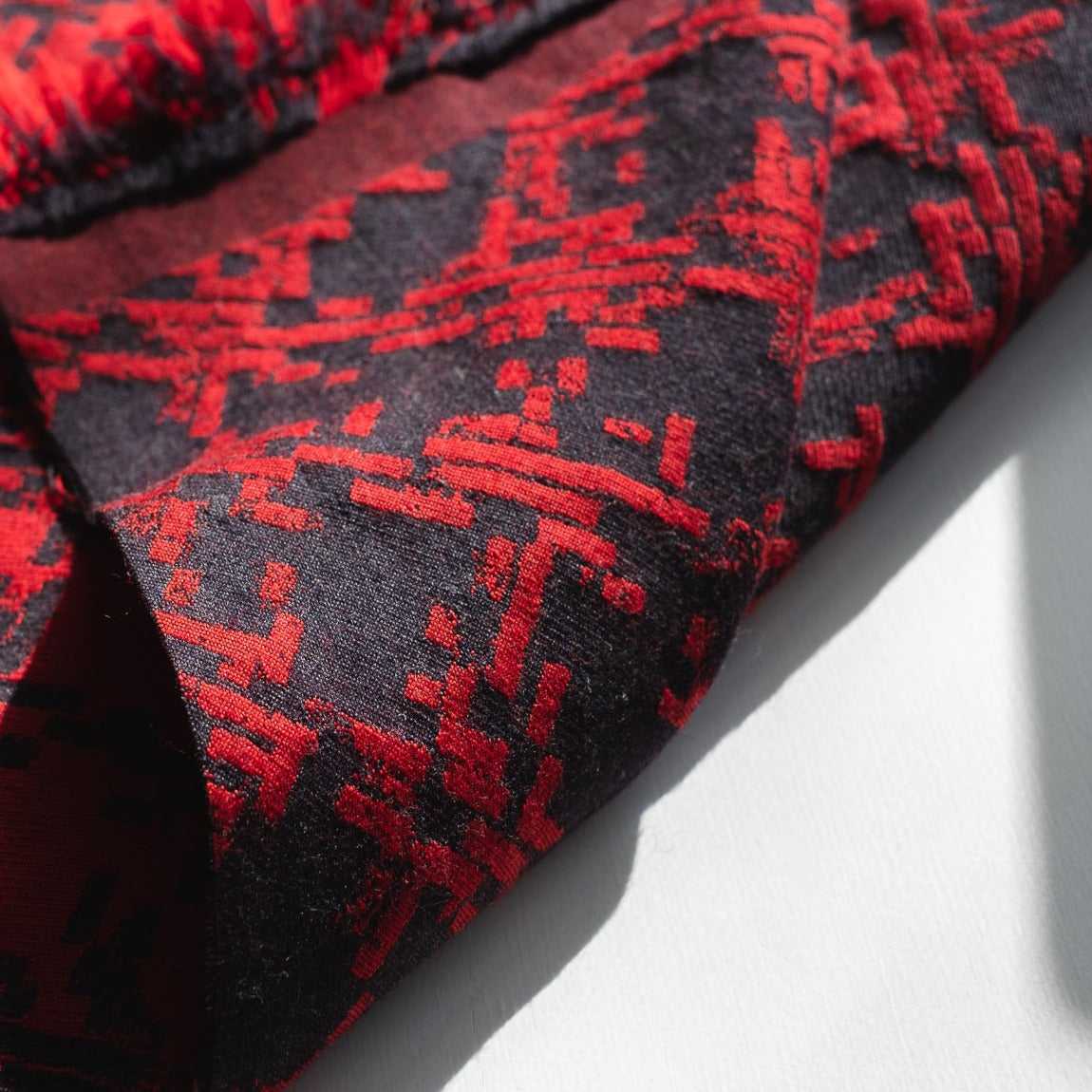 播州織 Japanese Wool/Cotton Jacquard Coat Dress / Red