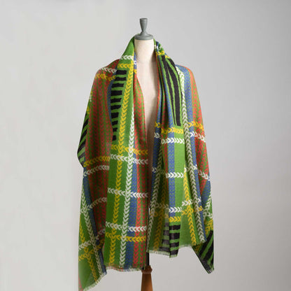 Japanese Printed Soft wool twill 'Bermondsey' green ロングストール