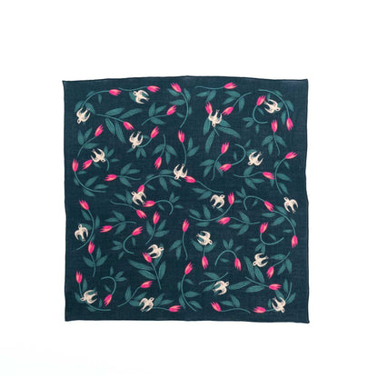 Japanese Merino Wool 'Gypsy Rose' dark green リング付きミニスカーフ