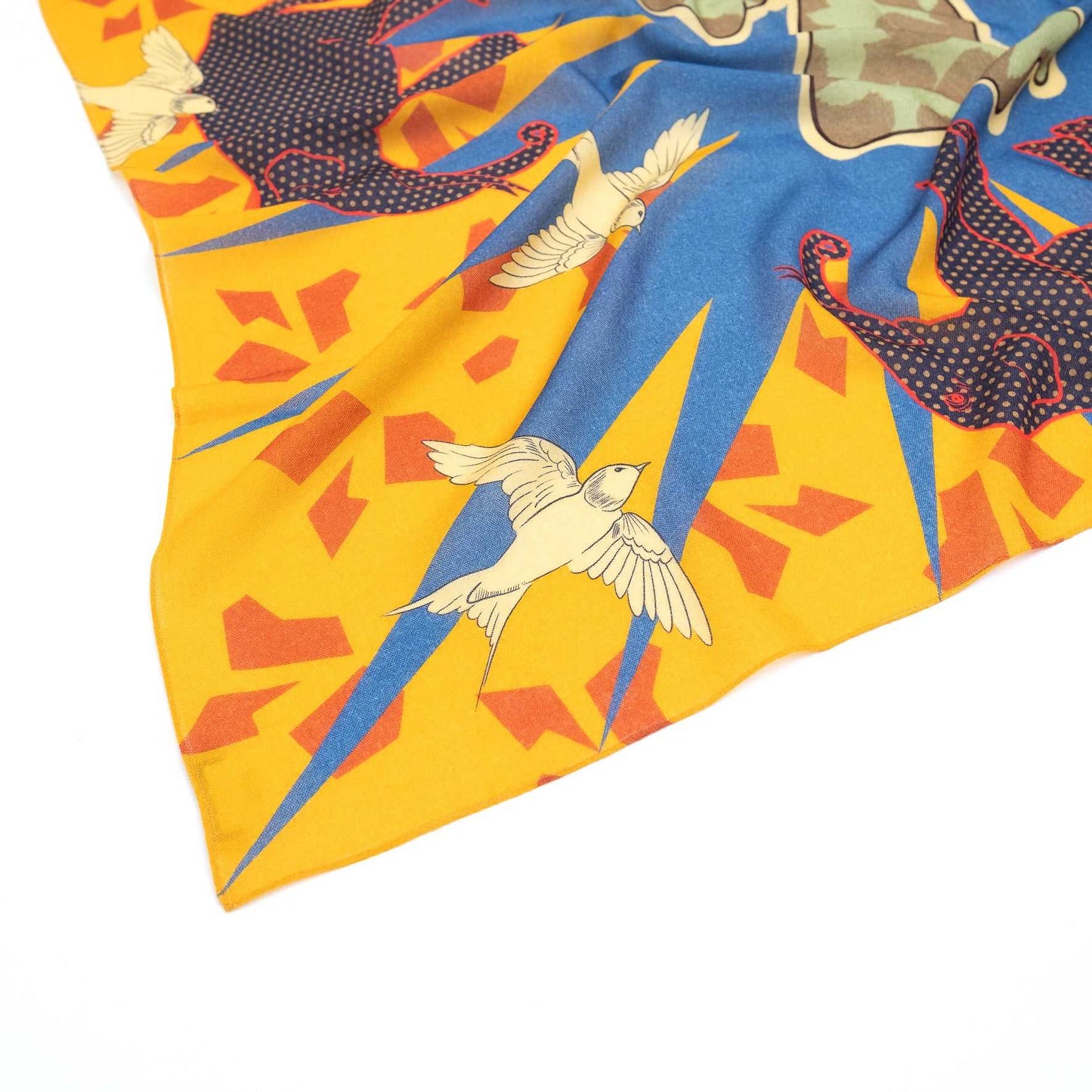 Japanese Merino Wool 'Kingdom' yellow 正方形スカーフ | YARN&COPPER