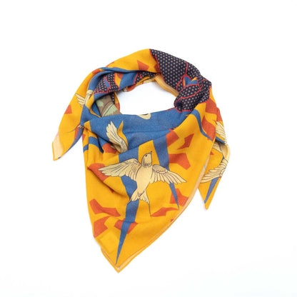 Japanese Merino Wool 'Kingdom' yellow 正方形スカーフ | YARN&COPPER