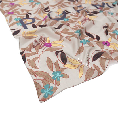 Japanese Printed Silk 'POEM' greige 大判スカーフ  90x90cm | YARN&COPPER