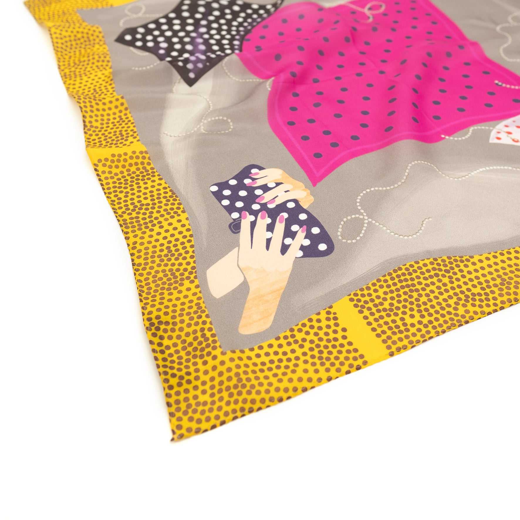 Silk 'Polka Dot Queen' yellow  ウェーブリング付きミニスカーフ