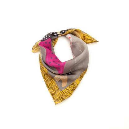 Silk 'Polka Dot Queen' yellow  ウェーブリング付きミニスカーフ