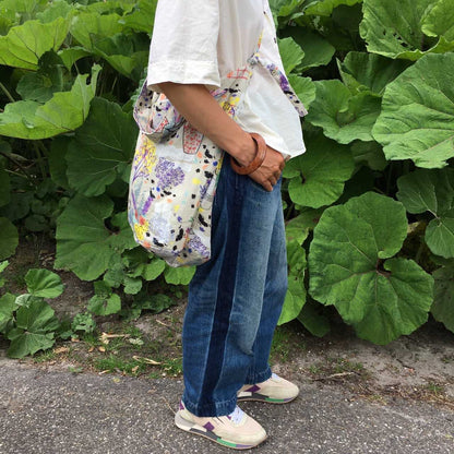 Japanese Printed Linen 2way Tote Bag 'Amelia's Patio' beige