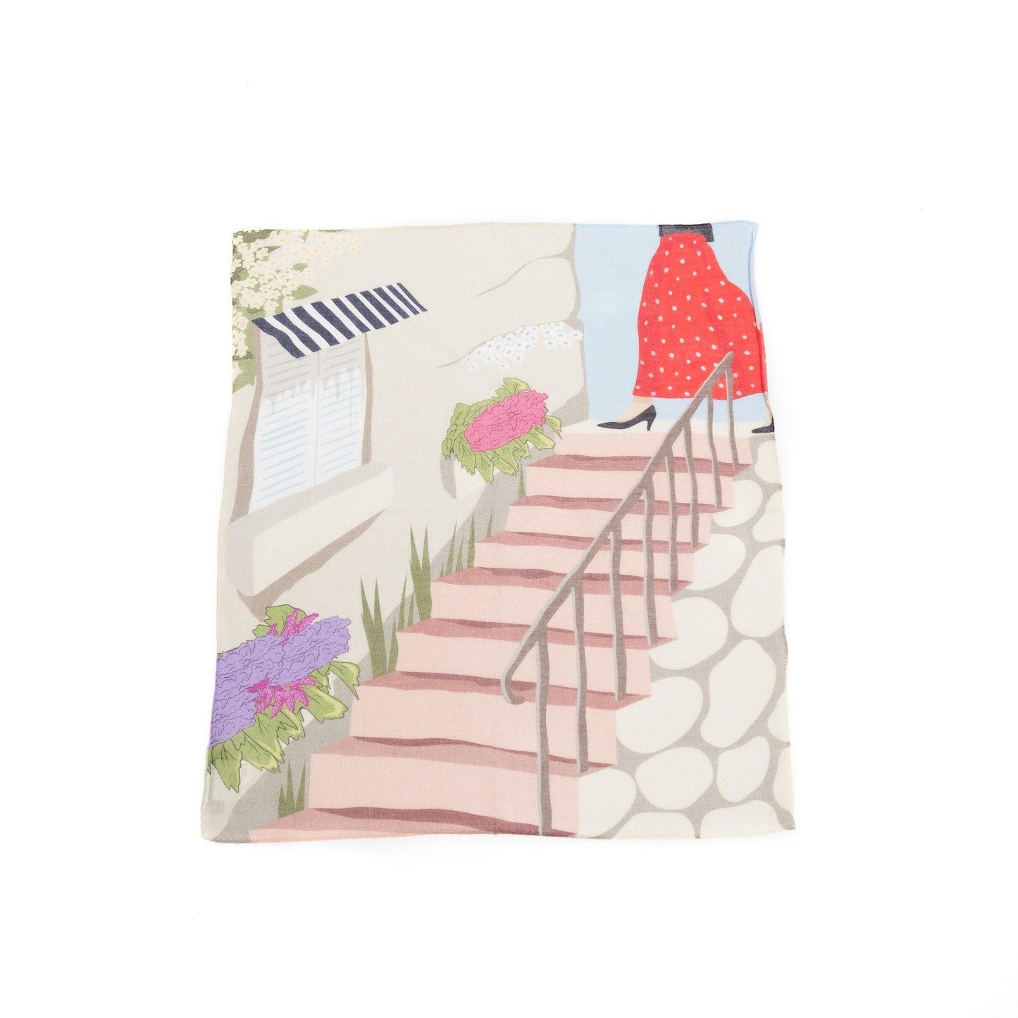 Japanese Printed TAKEFU 'TheGirlWhoWorePolkaDot'b.pink スカーフリング付きミニスカーフ