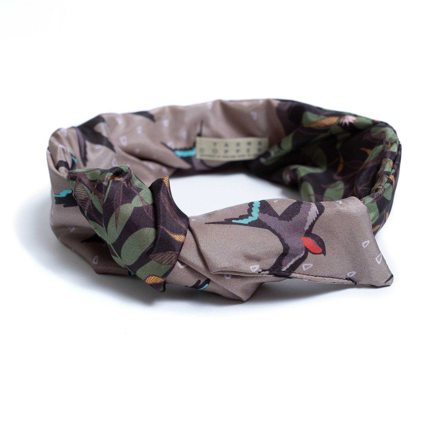 Japanese Printed Silk headband 'Lake District' ヘッドスカーフ