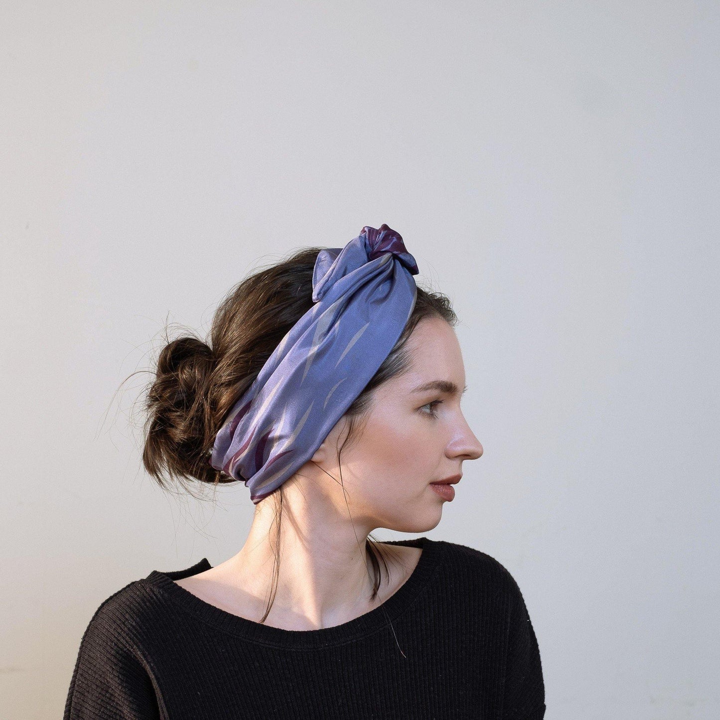 Japanese Printed Silk headband 'Sea bed' blue ヘッドスカーフ