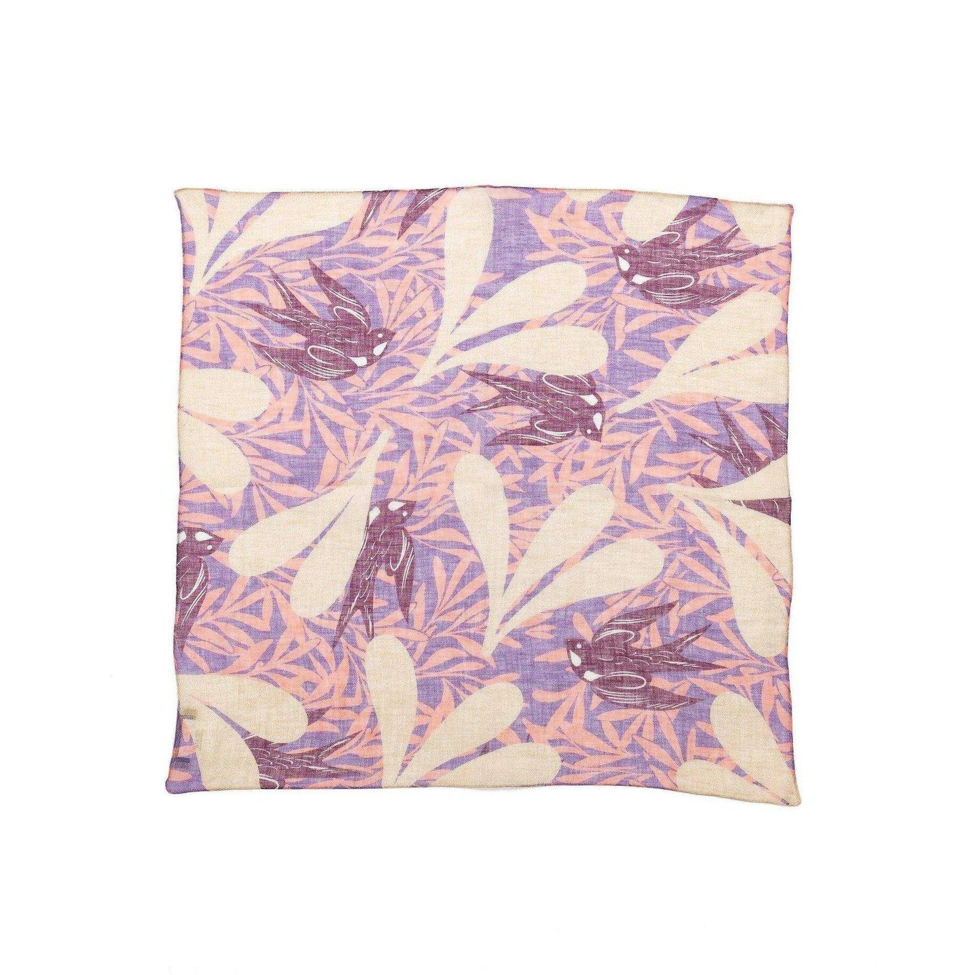 近江リネン Japanese Linen 'Swift Swallows' Pink リング付きミニスカーフ
