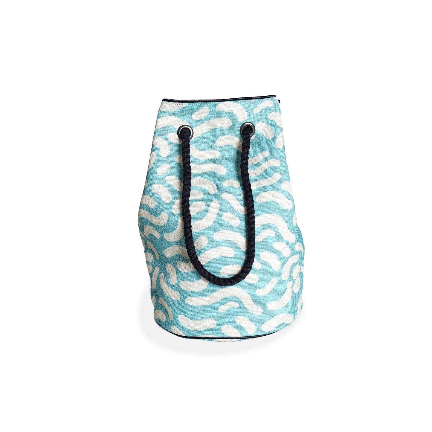 Japanese Printed Linen bucket bag 'Dalston' Aqua | YARN&COPPER