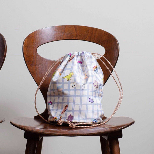 Japanese Printed 2Way Silk Bucket Bag 'Love Surf' | YARN&COPPER