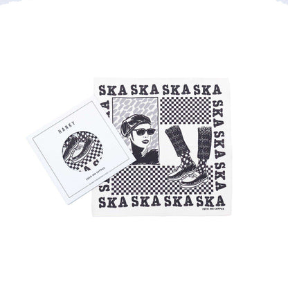 Japanese Printed Organic cotton `SKA SKA SKA`  ブロードハンカチ/ポケットチーフ