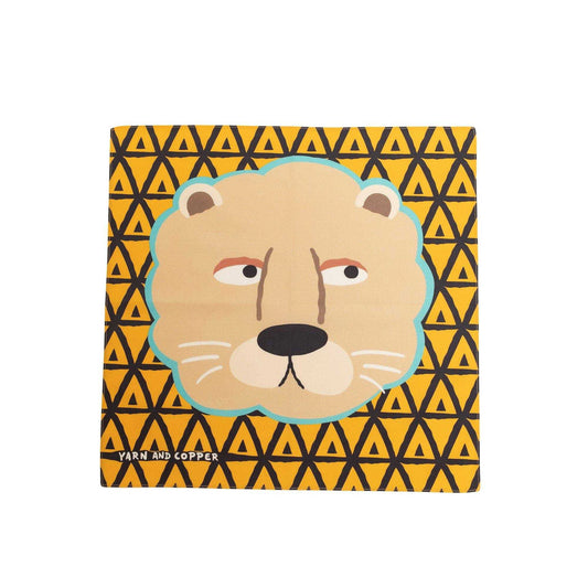 Lionのみ Japanese Printed O.Cotton 'Lion	 Panther	 Tiger'  ハンカチ/ポケットチーフ