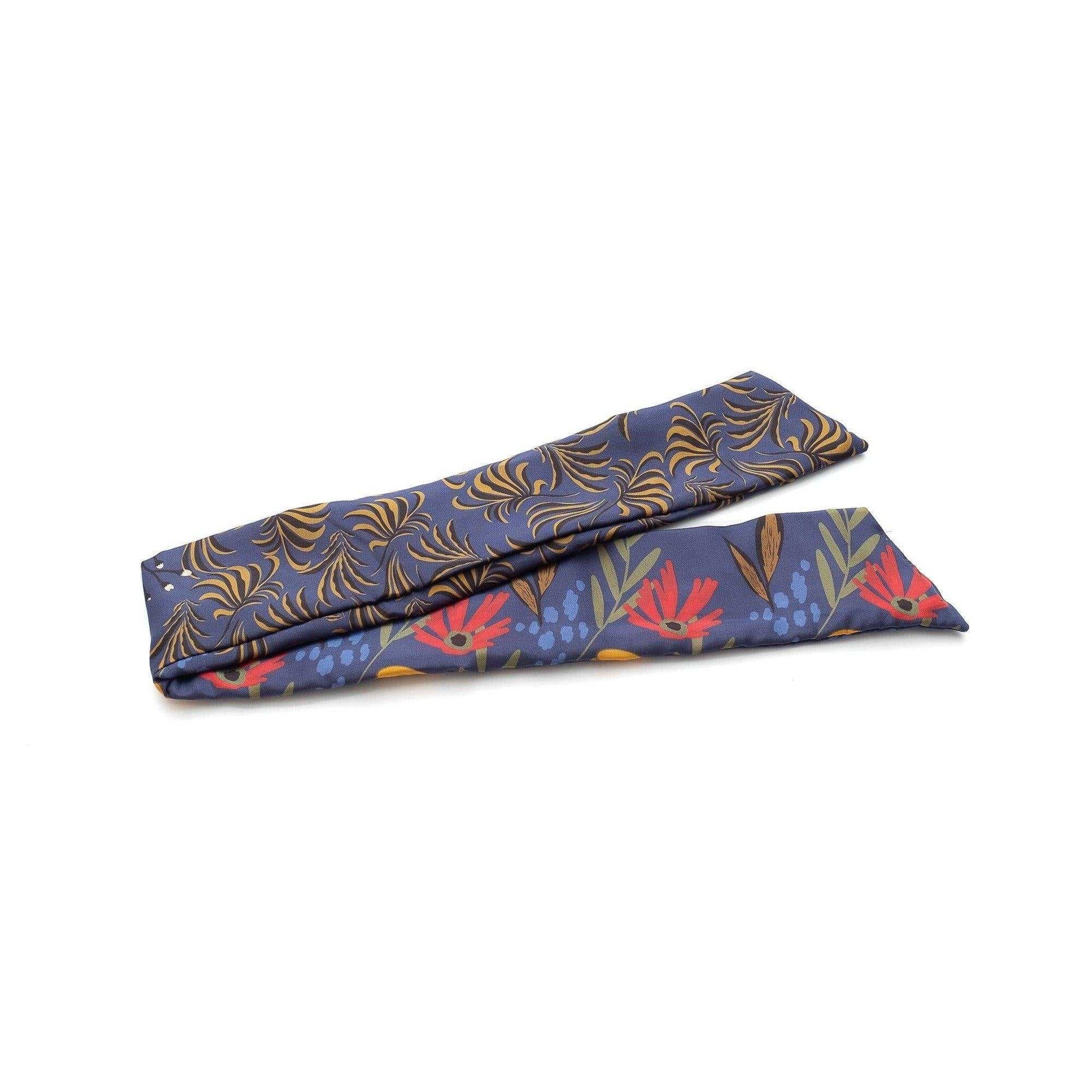 Japanese Printed Silk headband 'Pearsham' navy ヘッドスカーフ