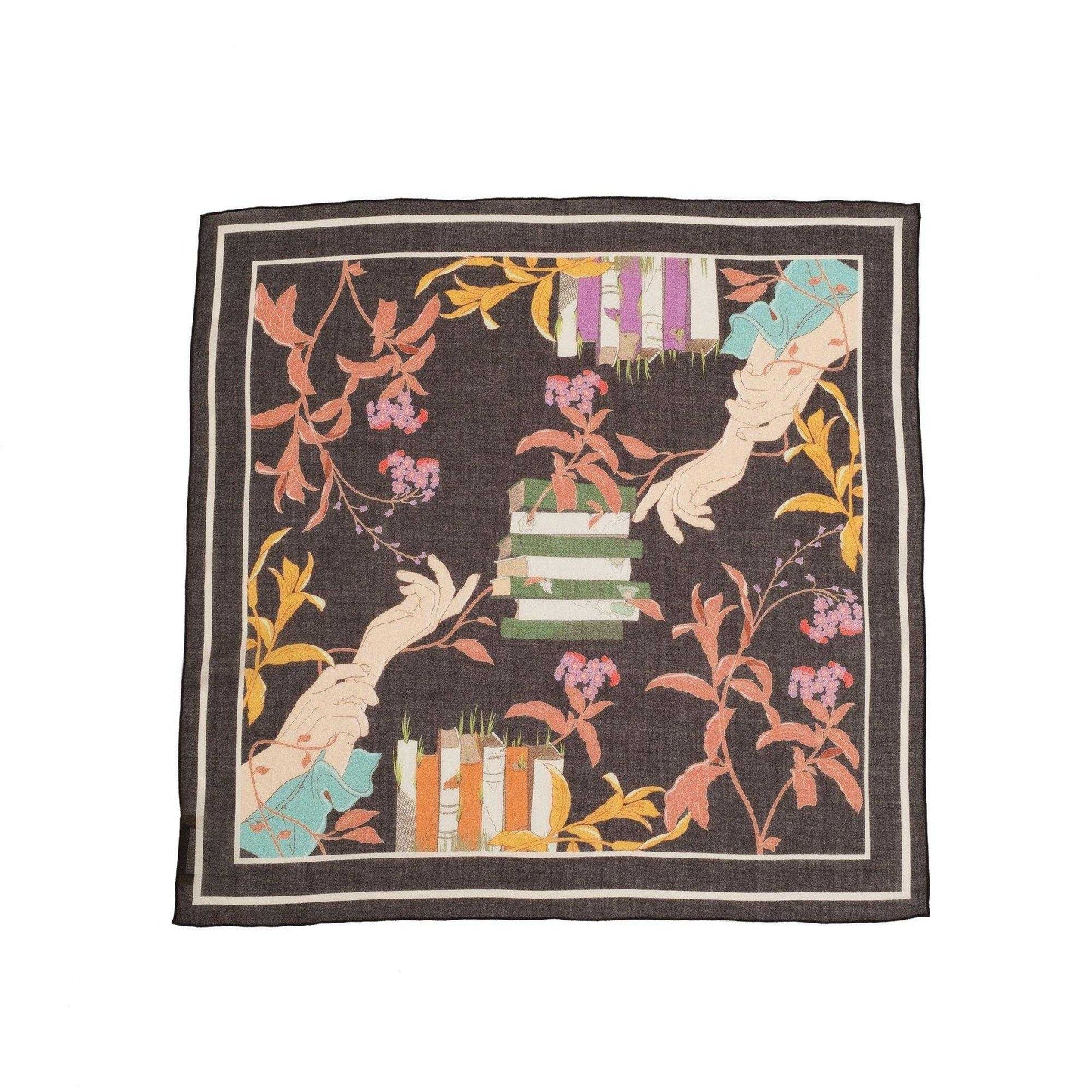 Japanese Printed Organic cotton 'A Shakespearean dream' B リング付きミニスカーフ