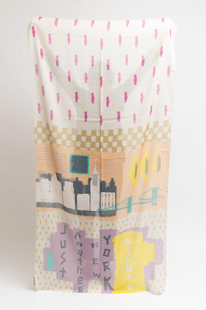 Japanese Printed Organic Cotton 'New York Minute' Pastel ロングストール