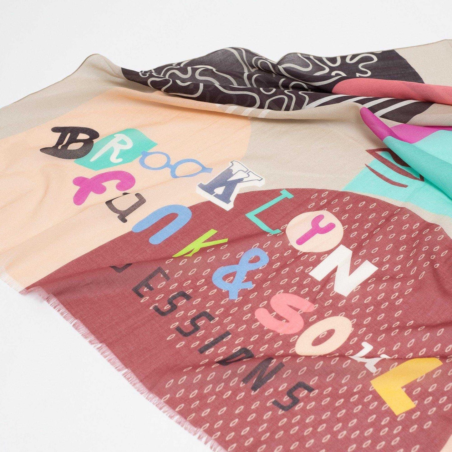 Japanese Printed Organic Cotton 'Brooklyn Funk Soul Sessions' Bロングストール