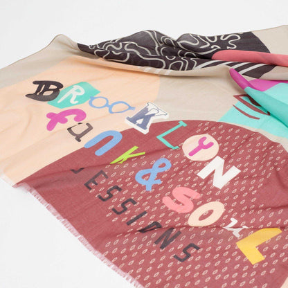 Japanese Printed Organic Cotton 'Brooklyn Funk Soul Sessions' Bロングストール